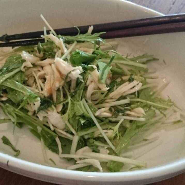 水菜と鶏ささみの爽やか梅風味サラダ